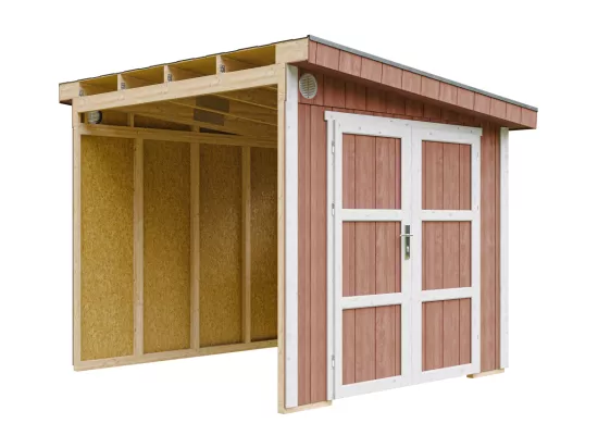 Abri de Jardin Qualité Premium 5,9 m² - H231x248x294 cm - Sans plancher e paroi latérale - Timbela M938B-REDWOOD RED