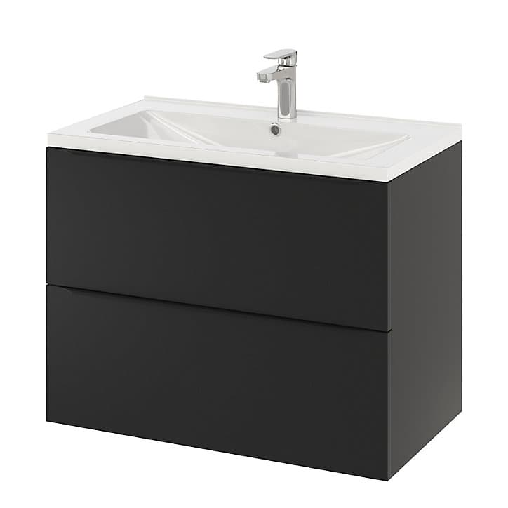 Meuble sous vasque à suspendre GoodHome Imandra noir mat L. 80 x H. 60 x P. 45 cm