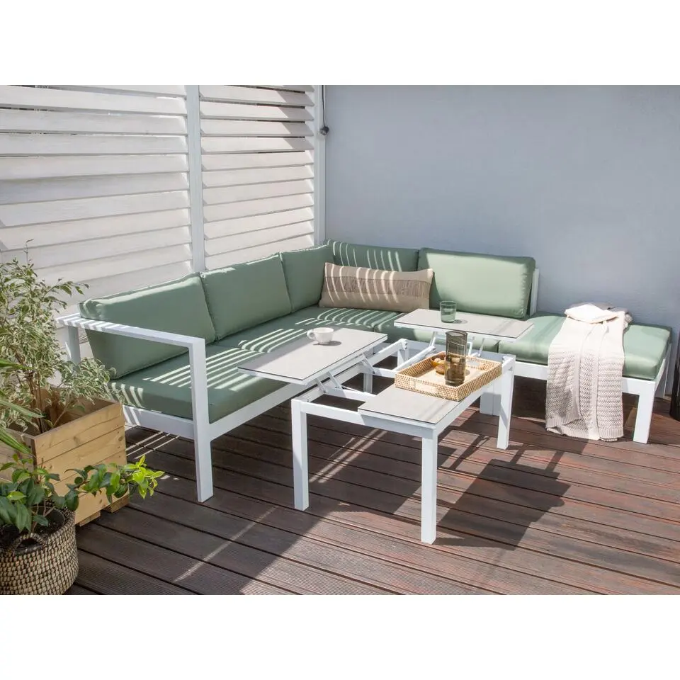 MESSINA - Loungeset voor 5 - Wit/Groen - Aluminium