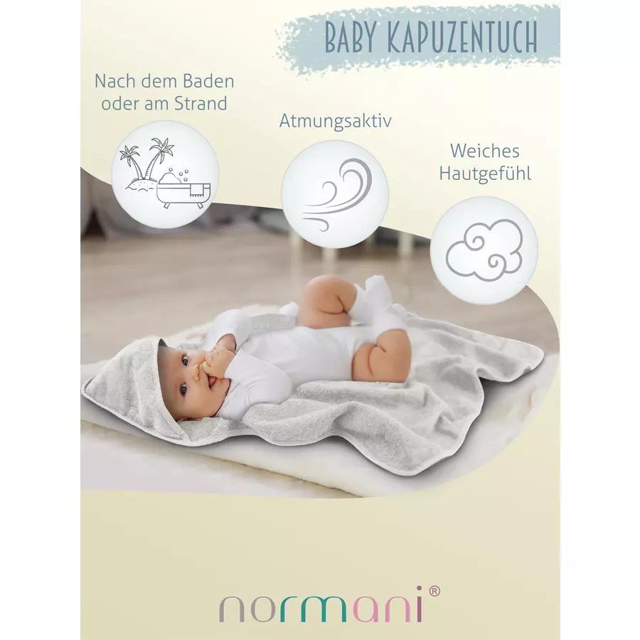 normani 2x Baby Wickeltücher aus Bio-Baumwolle Hellgrau