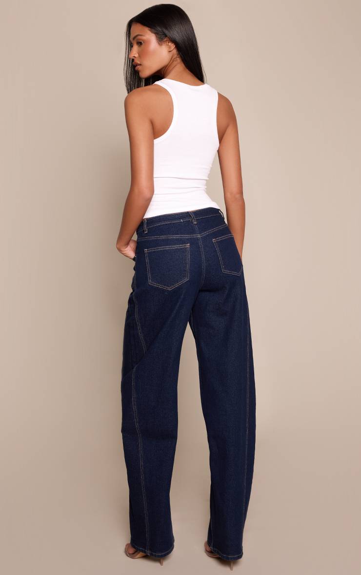 Jean Barrel Taille Mi-haute Stretch Indigo Pour Grandes Tailles