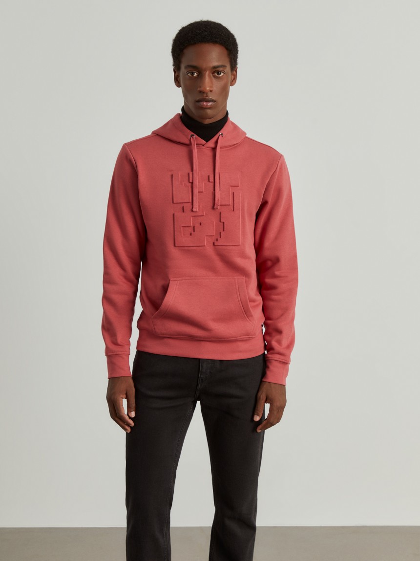 Sweatshirt com capuz mistura de algodão
