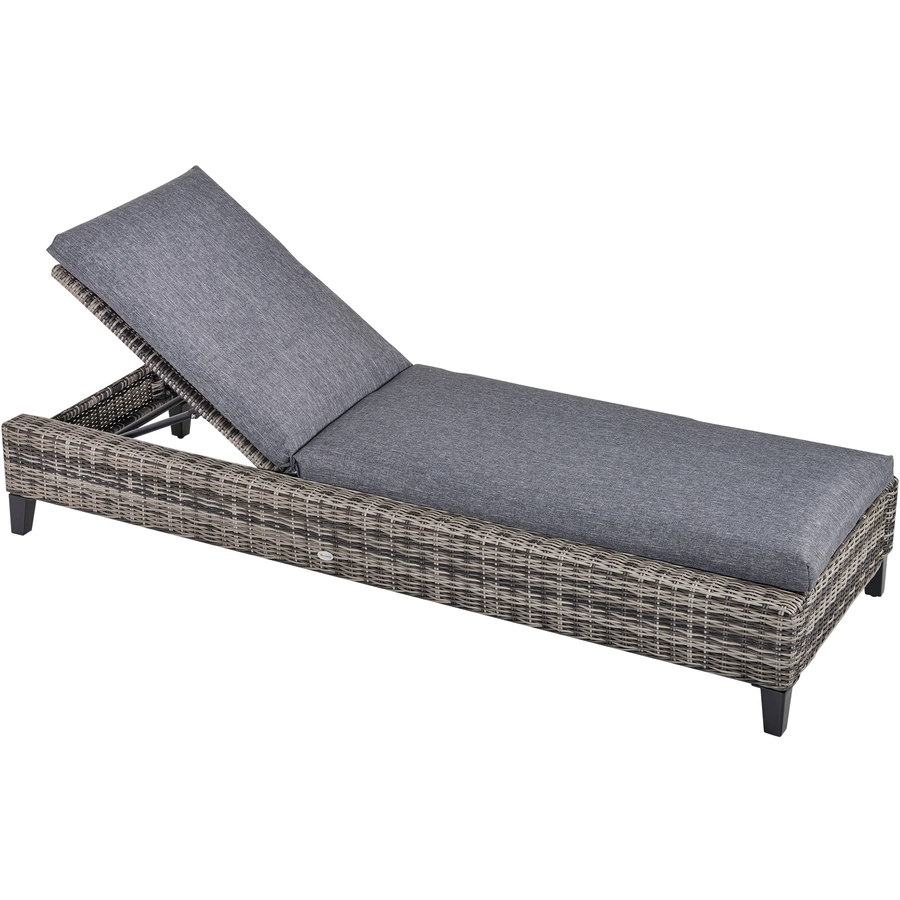 Outsunny Gartenliege mit Kissen grau