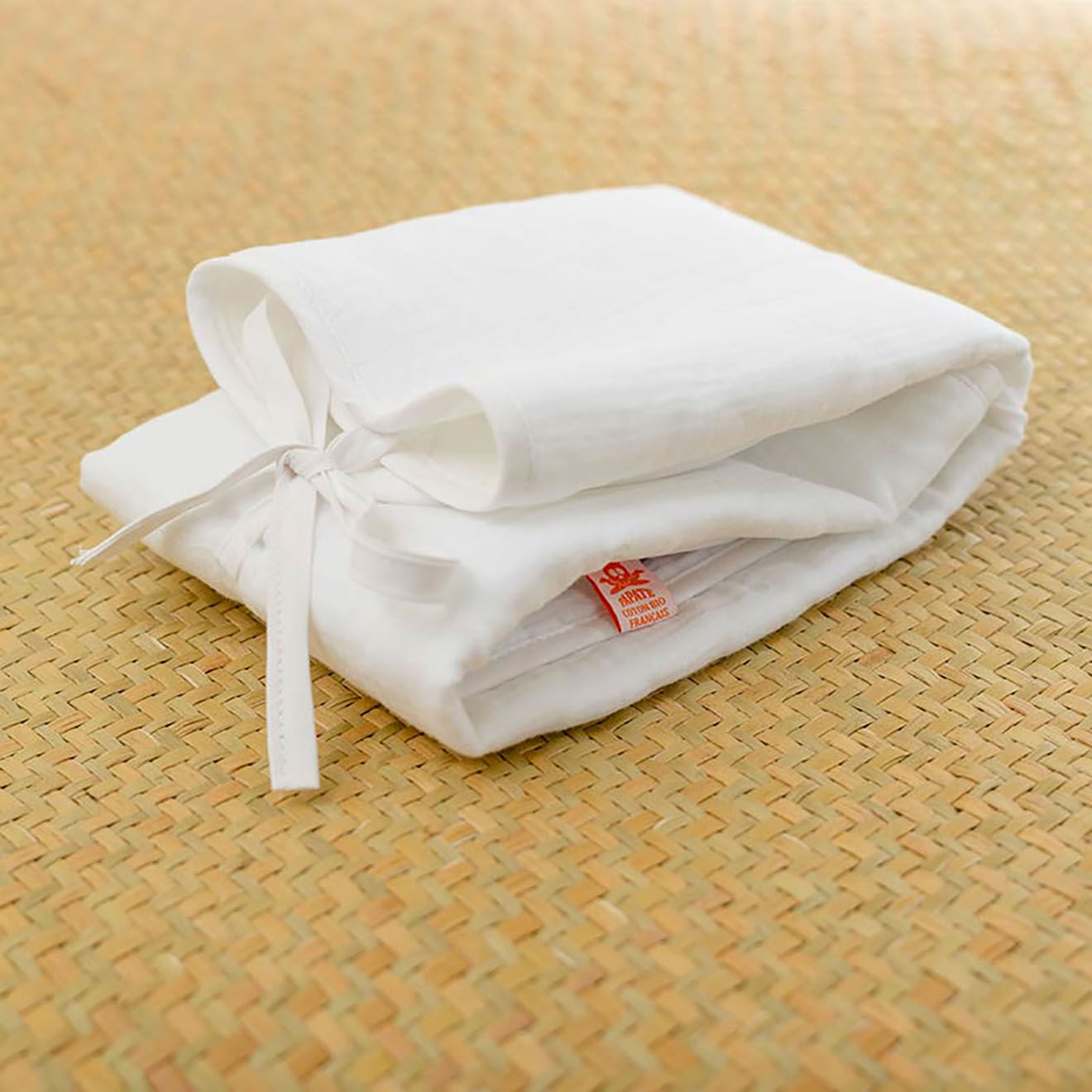 Papate Tapis à Langer Nomade en Coton Bio blanc - 65x42 cm