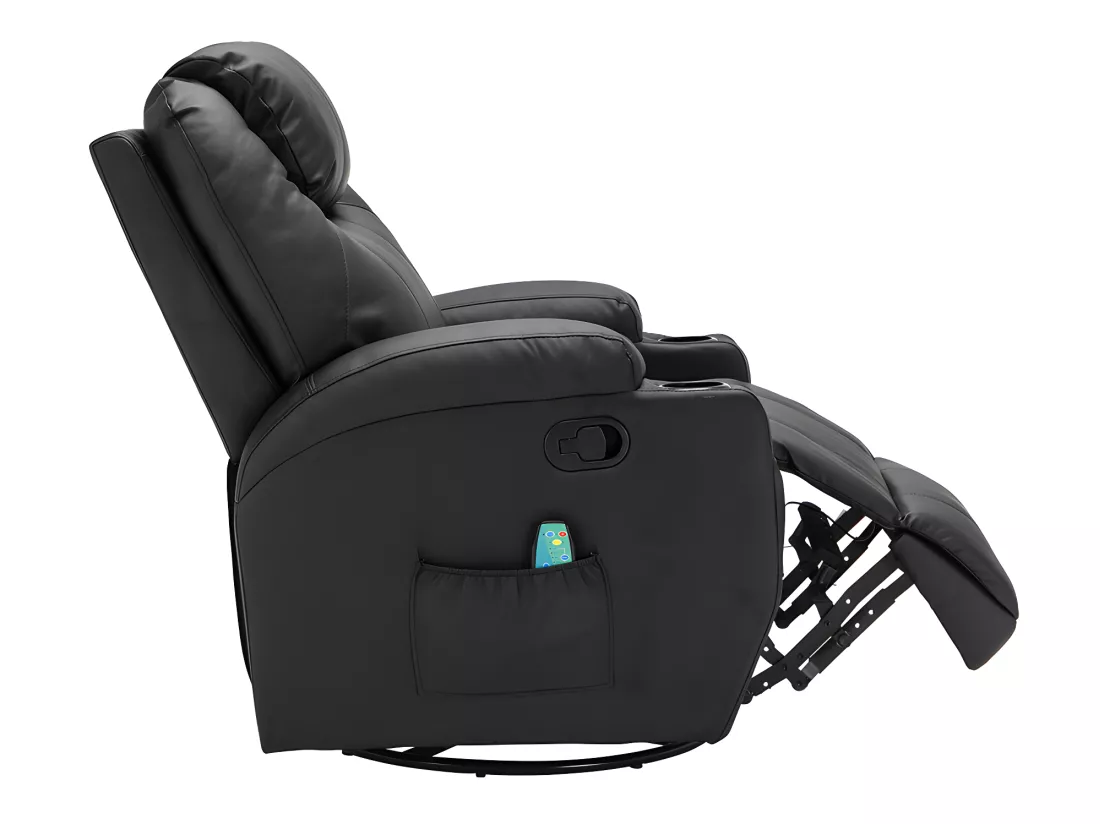 Fauteuil massant SILVANO en simili - Noir