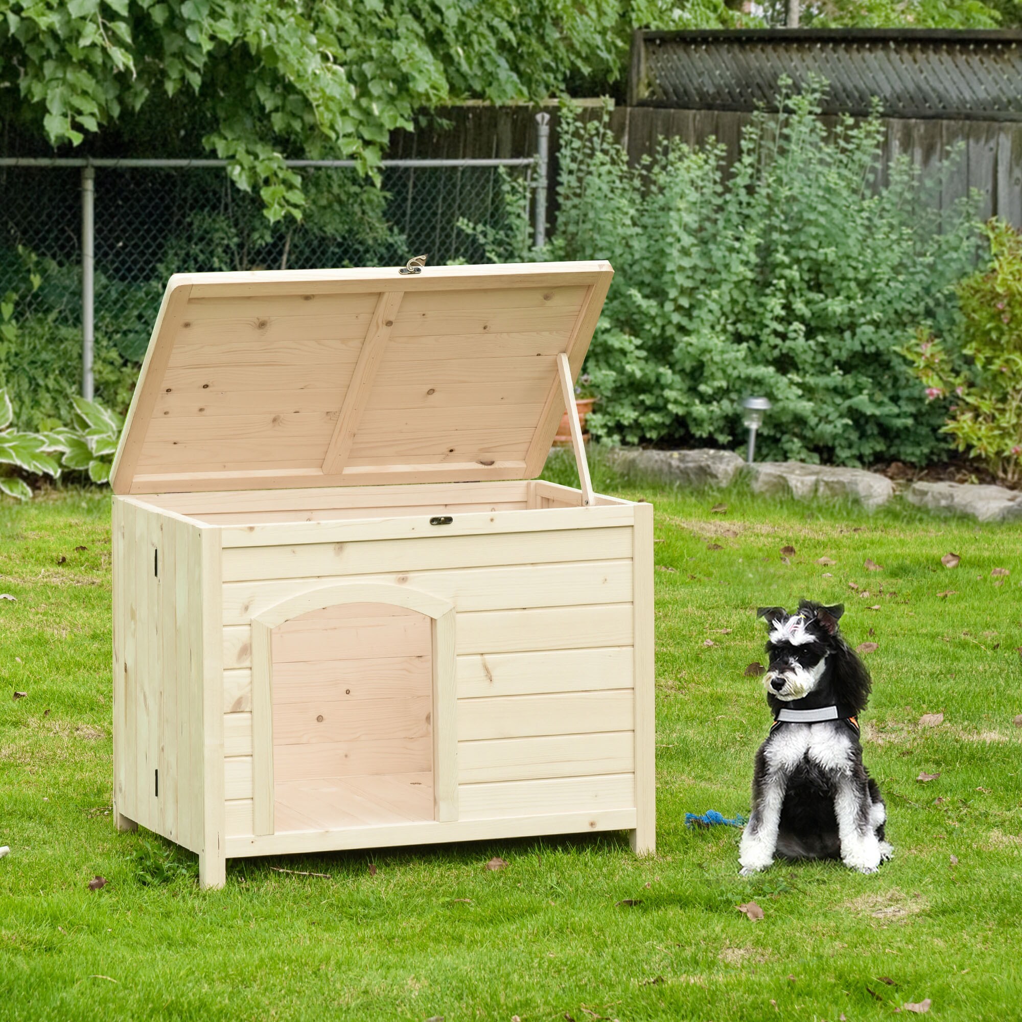 PawHut Tierhaus Faltbares Design, Natürliches Holz Natur 78 x 51 x 62 cm (LxBxH)