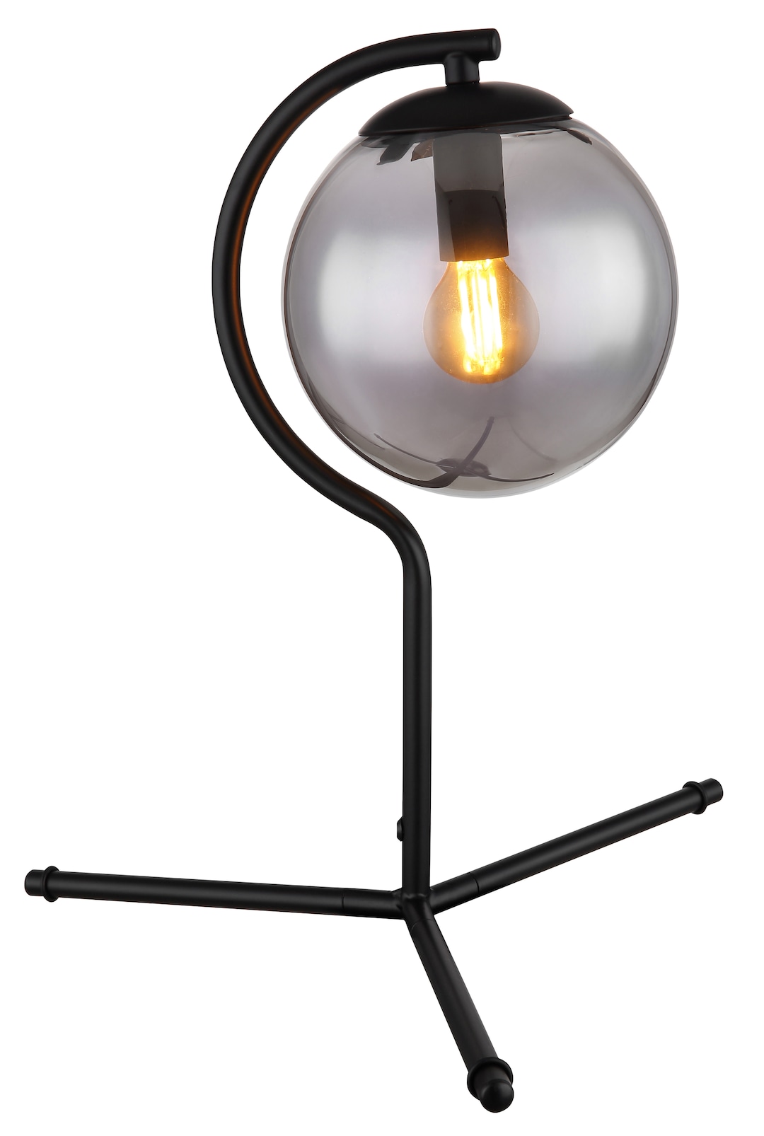 GLOBO Retrofit Tischlampe Porry Schwarz /Rauchfarbig 35x35cm H35cm