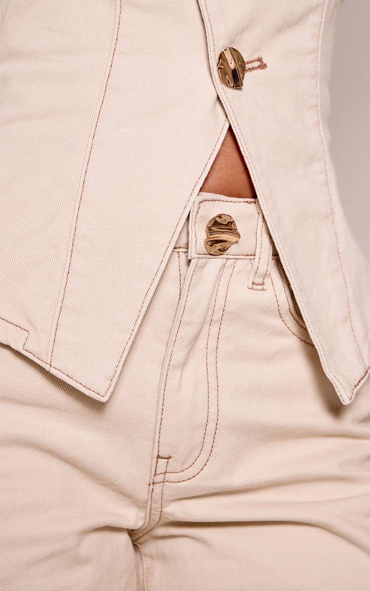 Ecru Jean Denim Évasé Petite Avec Détails De Finition