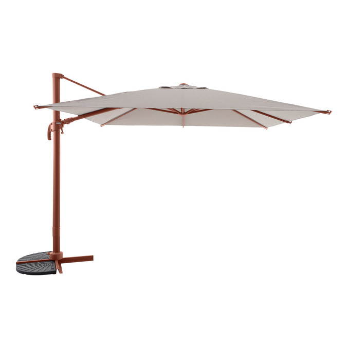 Salon  de jardin FLOVIA 4 personnes + parasol MELHIA Acajou/Lin