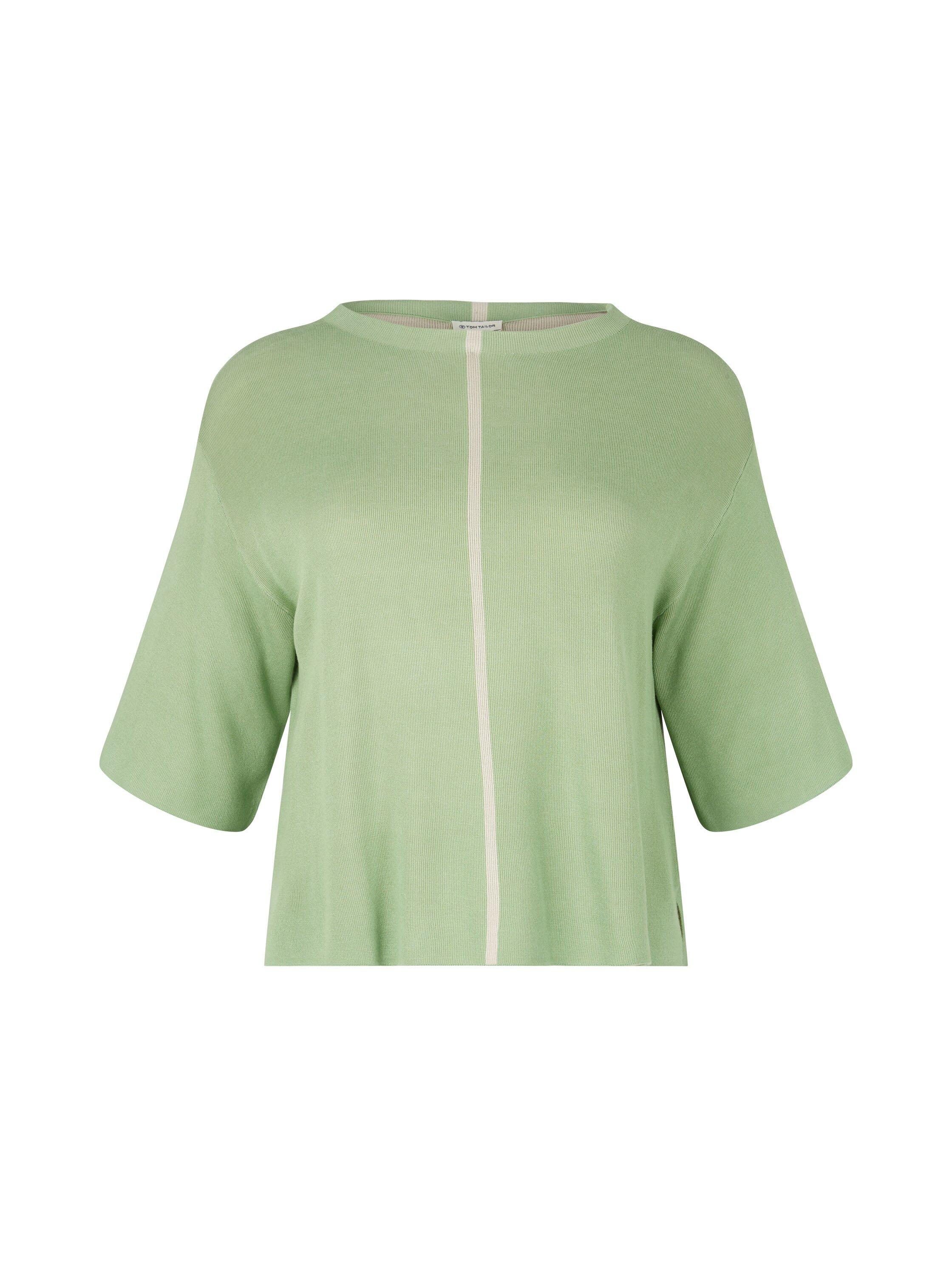 Halbarm-Pullover mit Kontraststreifen