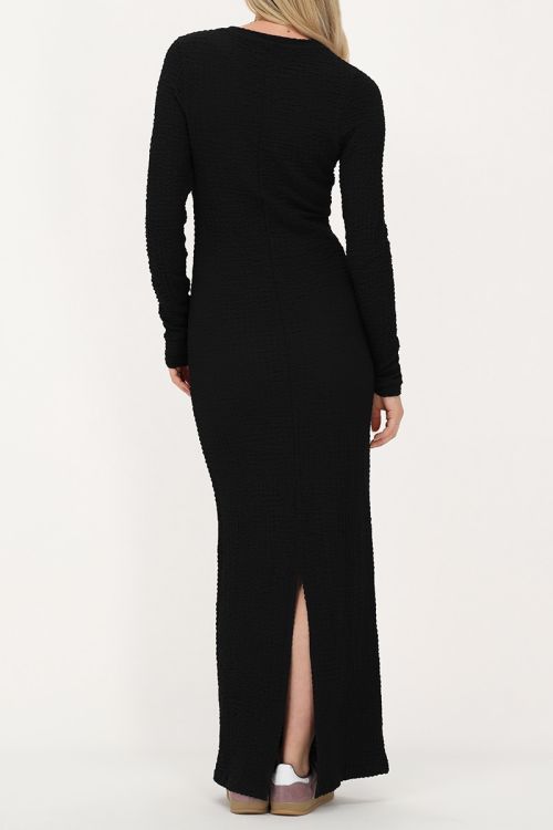 Zwarte maxi jurk met structuur & split