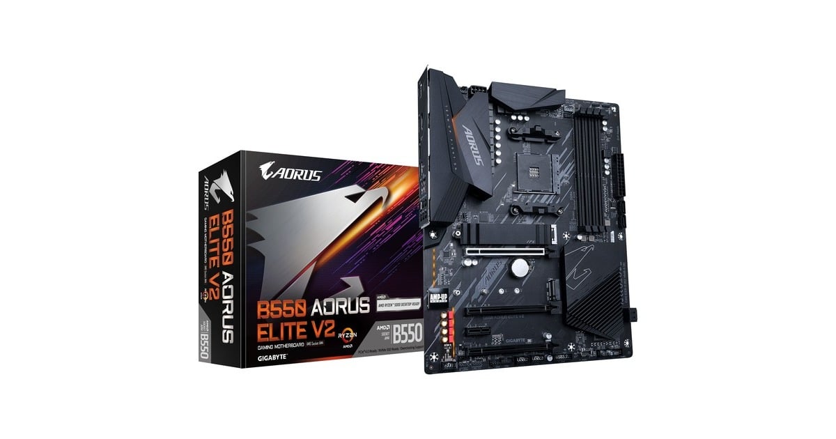 GIGABYTE AORUSB550 ELITE V2 socket AM4 moederbord  (Donkergrijs, RAID, Gb-LAN, Sound, ATX)