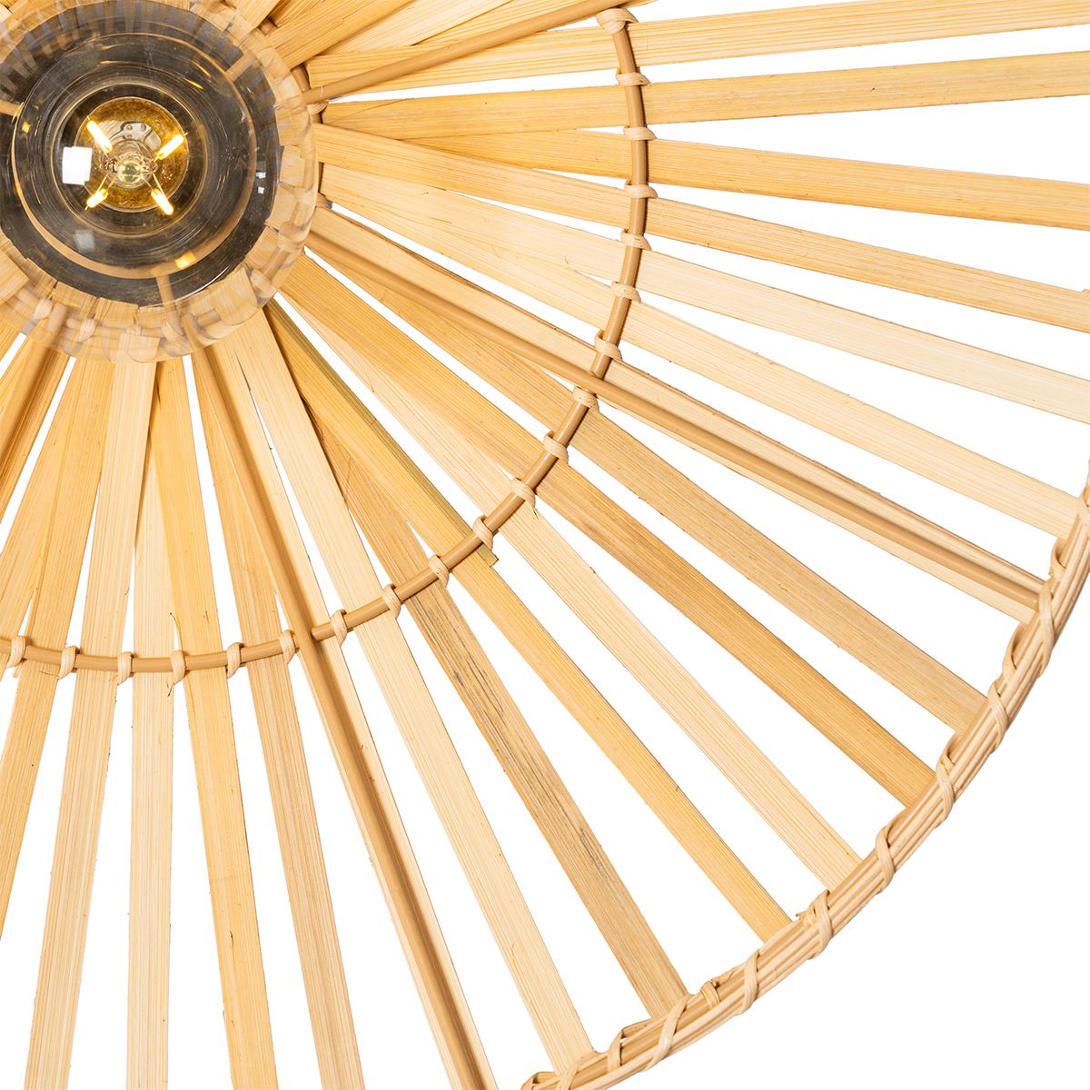 Oosterse wandlamp zwart met naturel bamboe - Pua