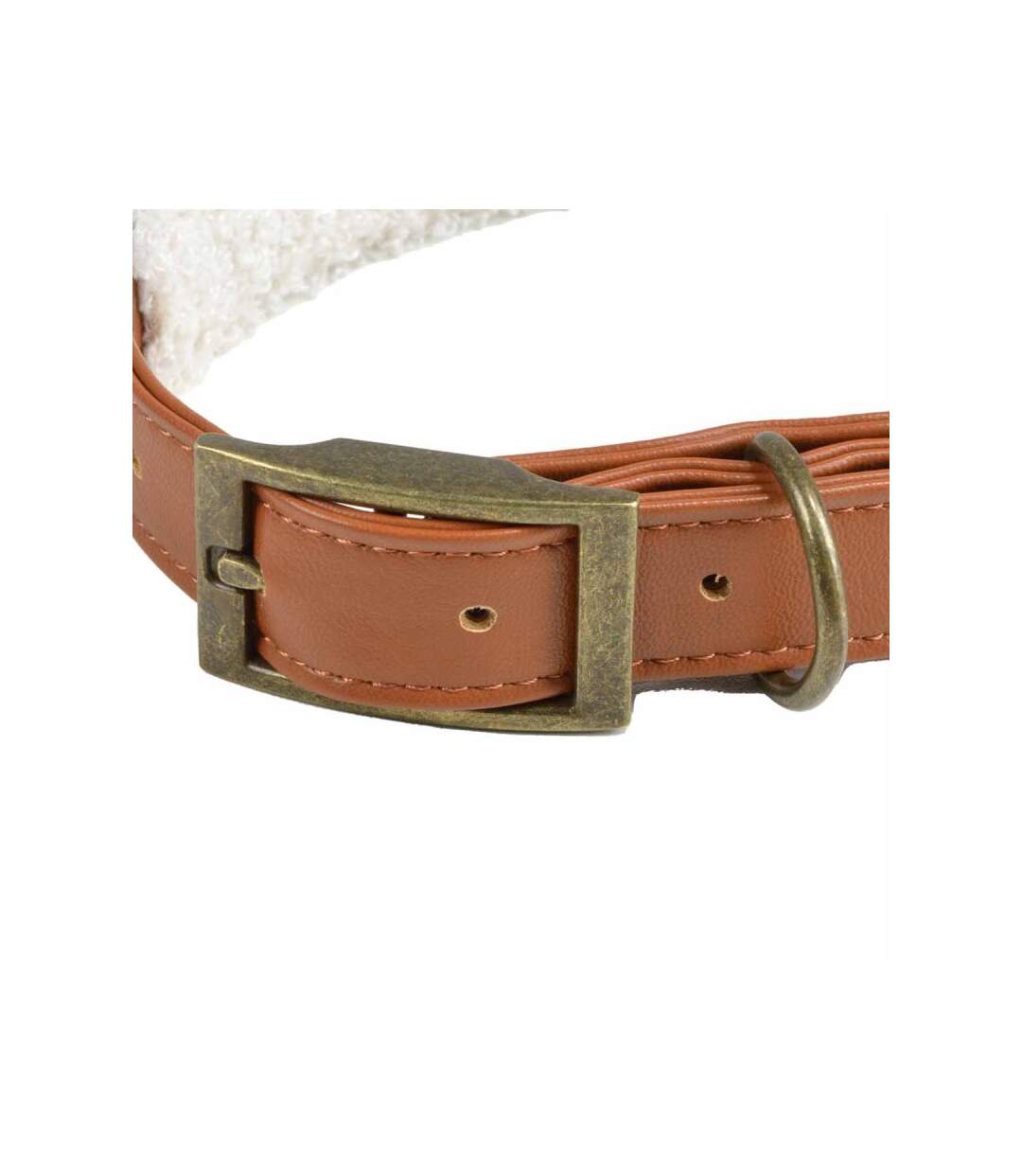 Paris Prix - Collier Pour Chien wooly 30cm Cognac & écru