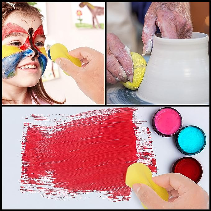 (25er Set) Ø75mm Universal Malschwamm Runde Kunst Schwämme Saugfähiger Reinigungs Schwamm - Gelb