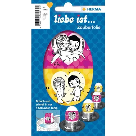 HERMA Eier-Zauberfolie Liebe ist…, pink/gelb