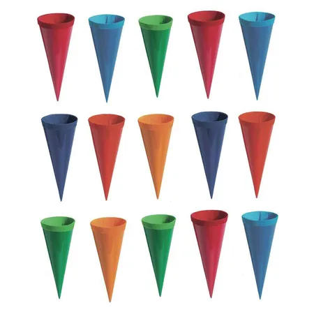 Stylex Deko Schultüten mit Krepppapierverschluß, 12,5 cm, 15 Stück in 6 Farben