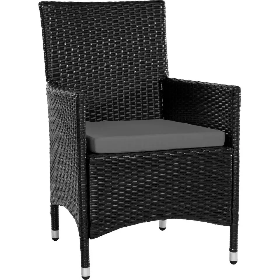 tectake - tuinset 8 stoelen tafel Monaco - wicker - zwart