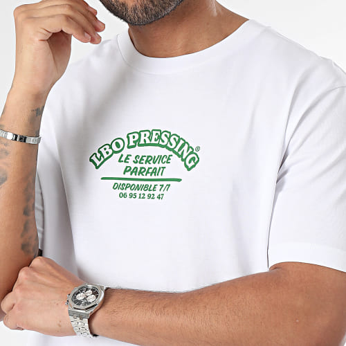 Tee Shirt Oversize Large Drop Collection Pressing Blanc Vert