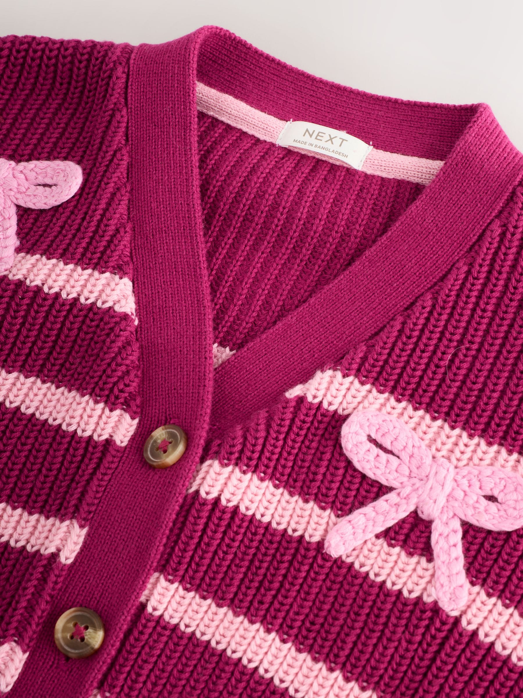 Roze - Vest met strik en V-hals (3mnd-7jr)