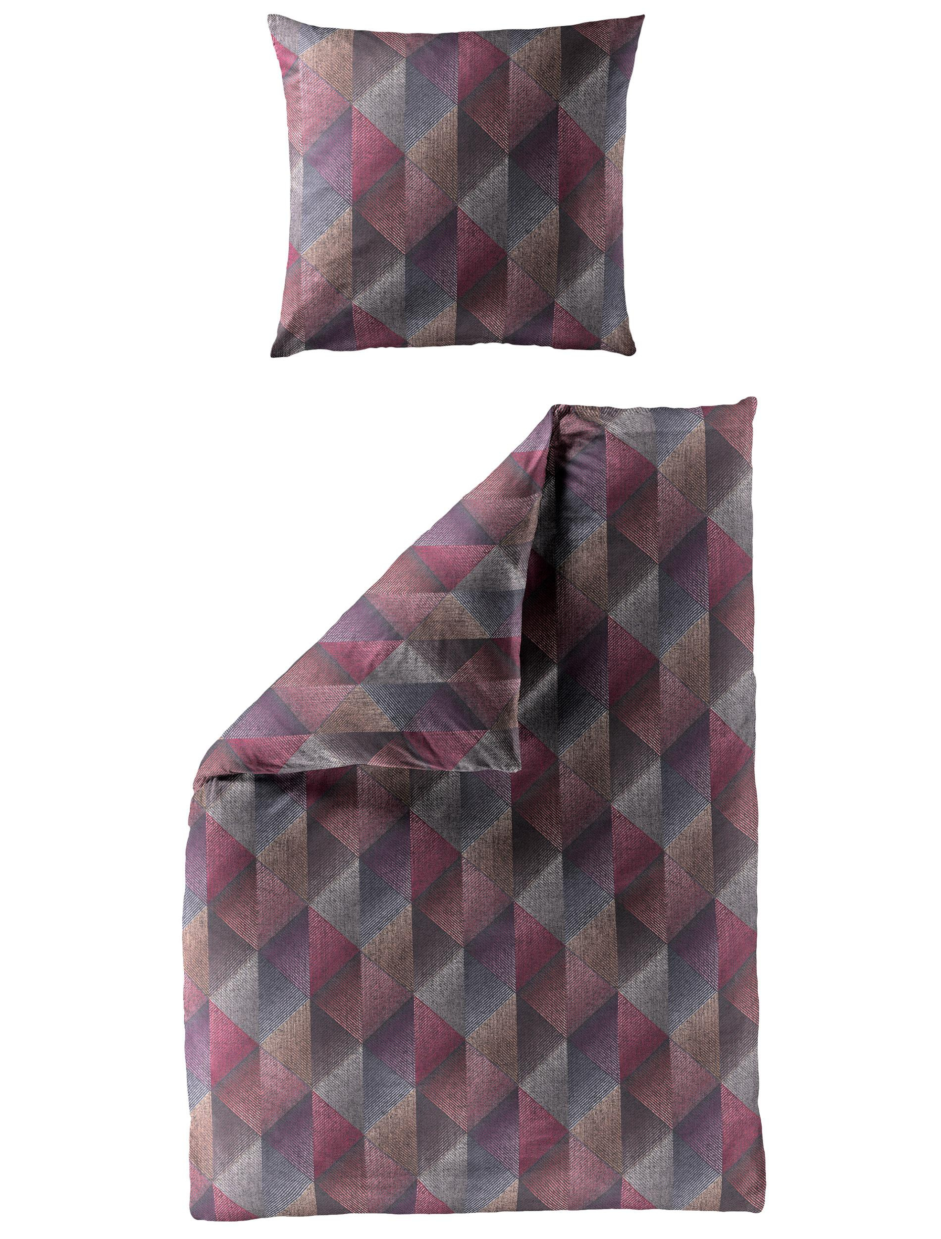 Bettwäsche Mako-Satin plum 135x200cm, mit 1 Kissen