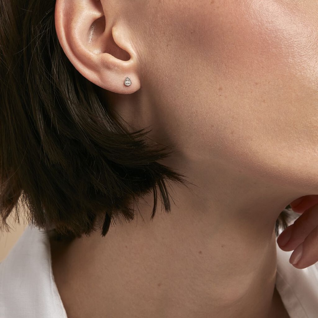 Boucles D'oreilles Puces Mon 1er Diamant Or Blanc Diamant