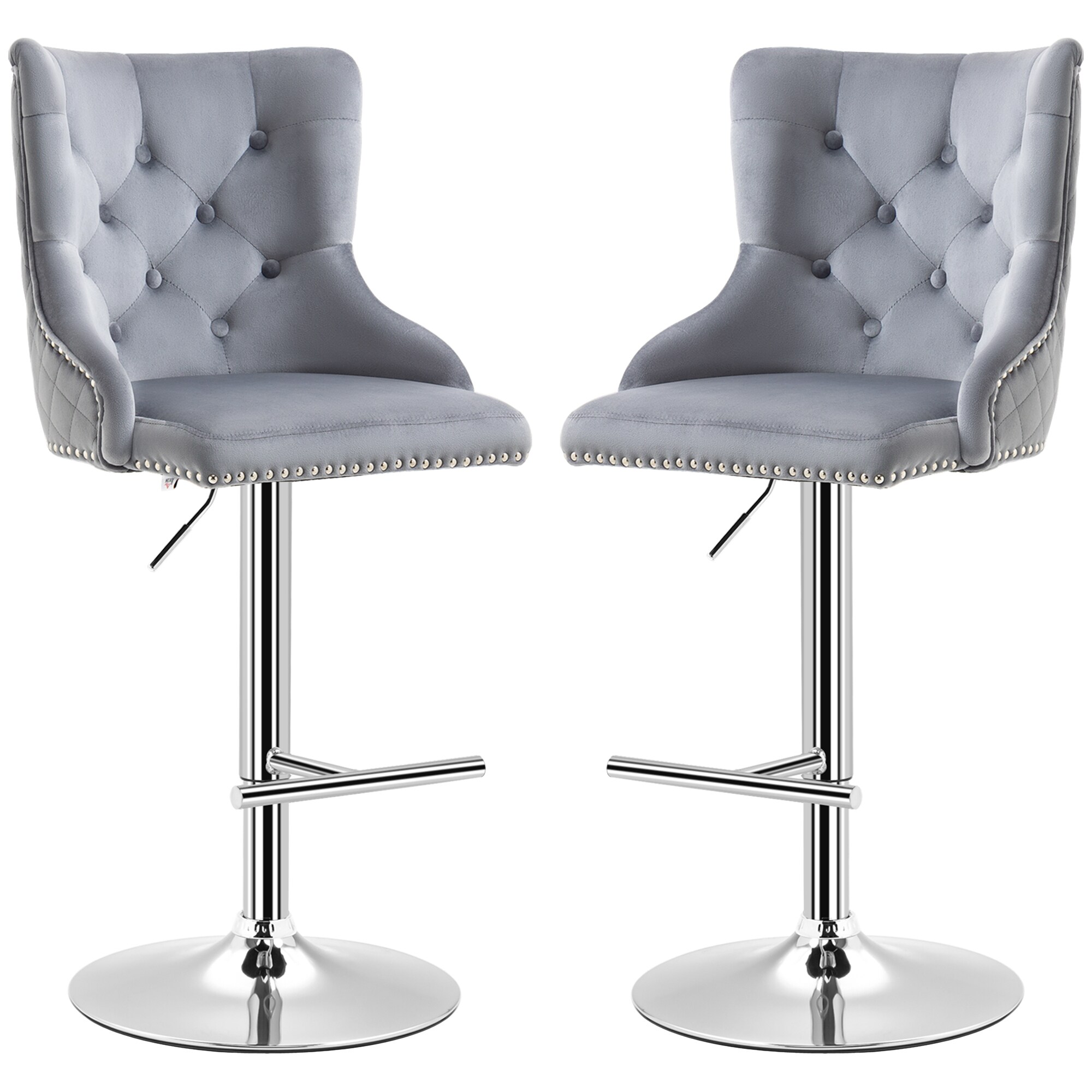 HOMCOM Barhocker-Set mit Fußstütze grau 46L x 55B x 123H cm