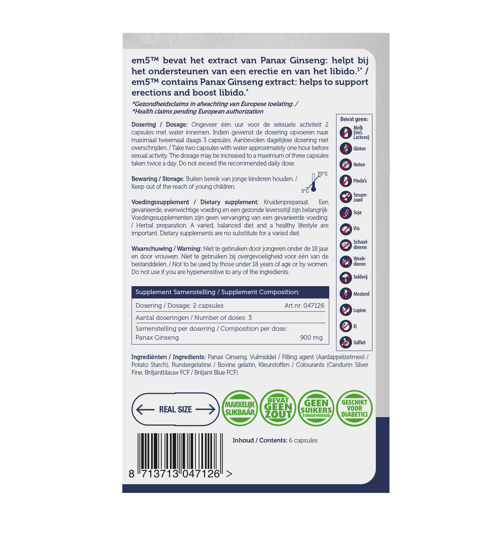 Lucovitaal Em5 Erectomedium Forte (6 capsules)