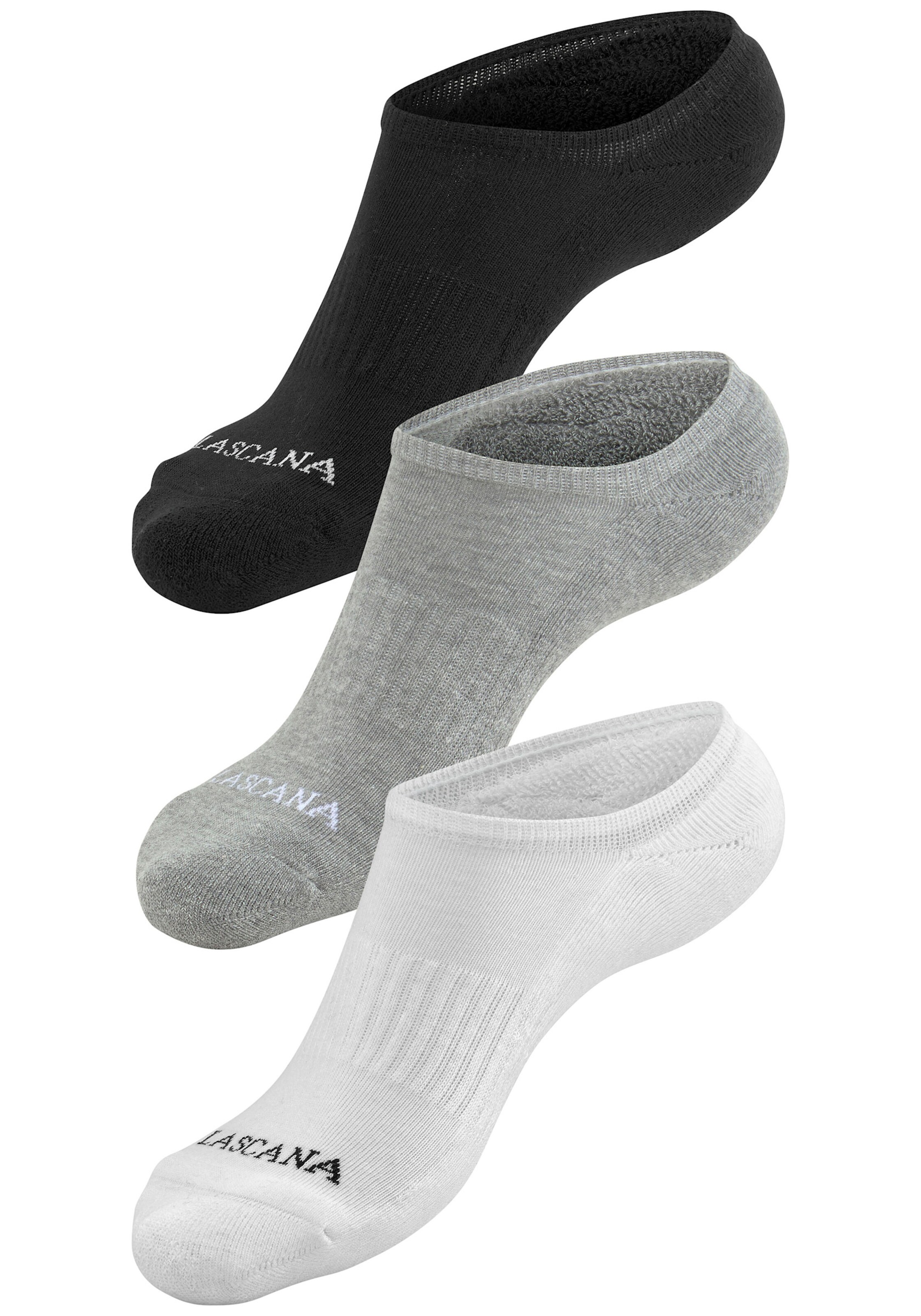 LASCANA ACTIVE Sneakersocken in 3x weiß, 2x schwarz, 2x grau-meliert