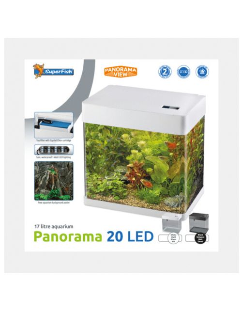 Superfish Aquarium Aqua 20 Led Panorama - Aquaria - 32x23x35.5 cm Wit 20 Liter