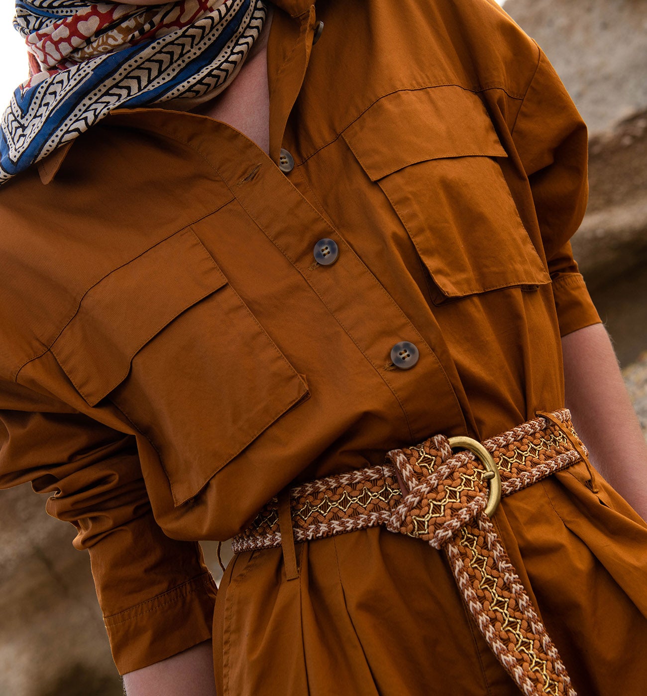 Ceinture tressée Femme - Camel