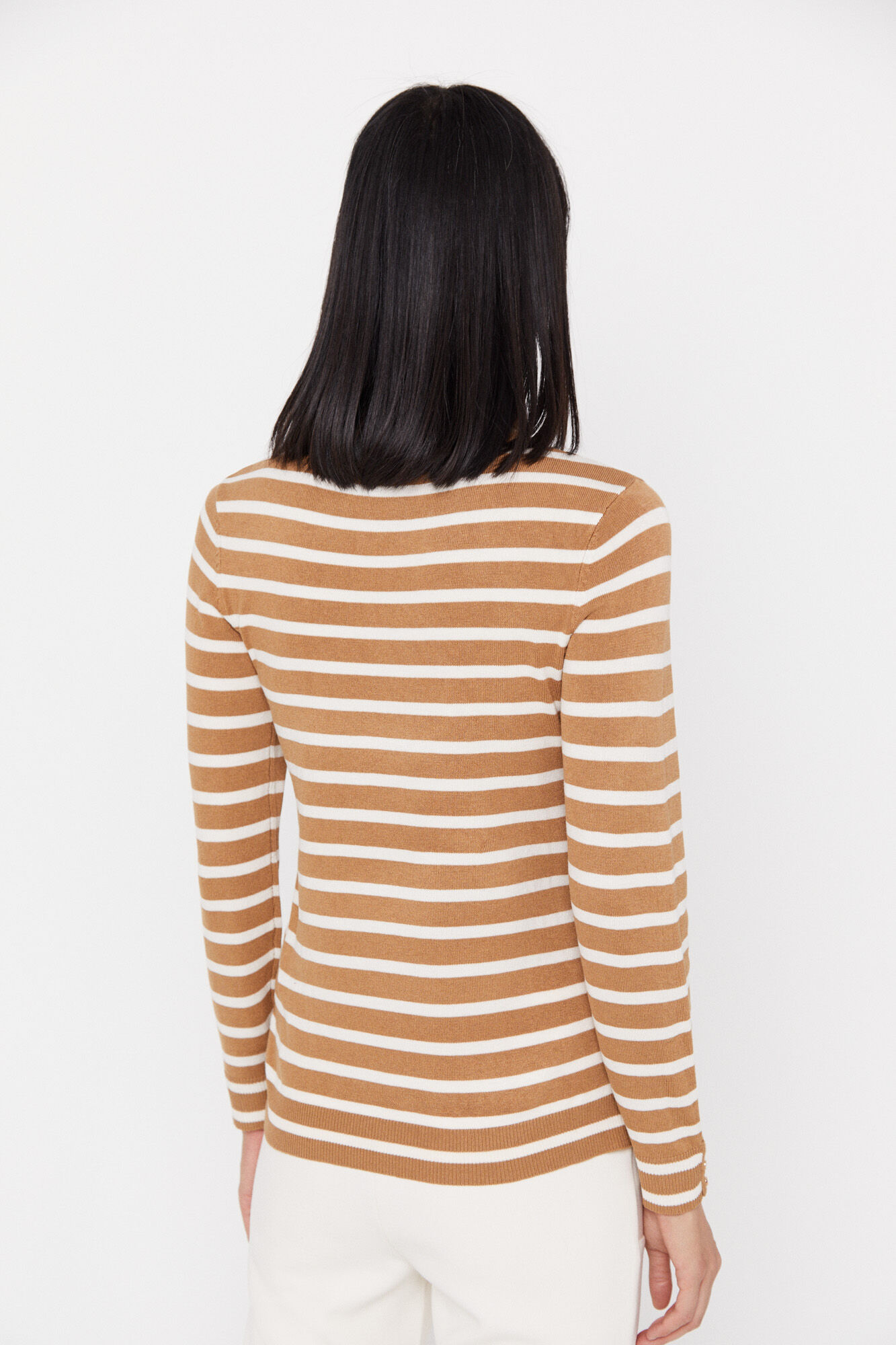 Camisa listrada em dois tons - Estampa bege