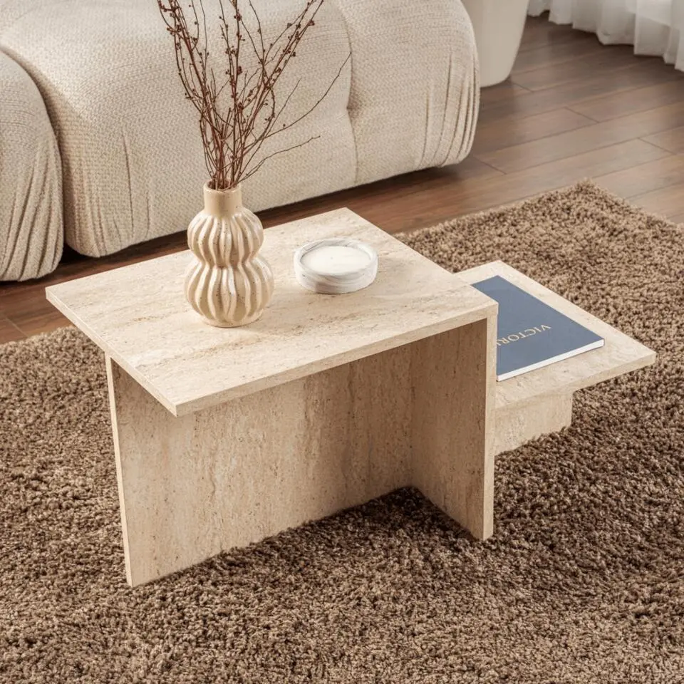 CALICOSY - Salontafel HARMONY - Travertijn - 40x77x40 cm