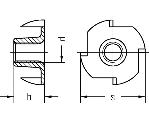 Inzetmoer M4x6 mm, verzinkt, 100 stuks