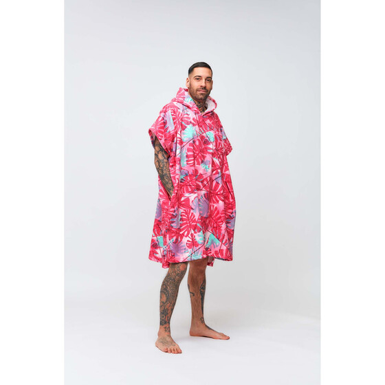 After Session Poncho Big Leaves Burnt Pink