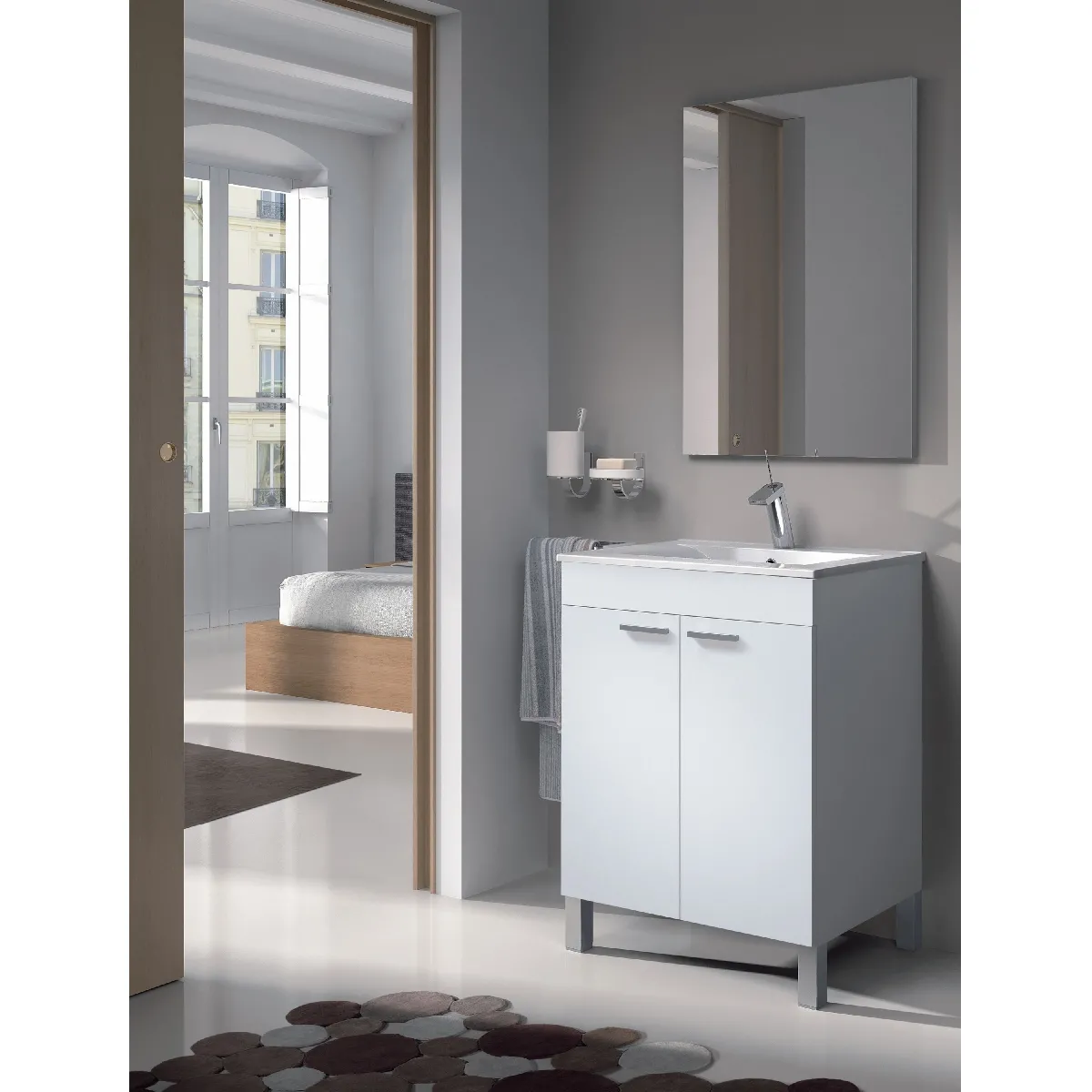 Alter Meuble sous-vasque Blanc brillant