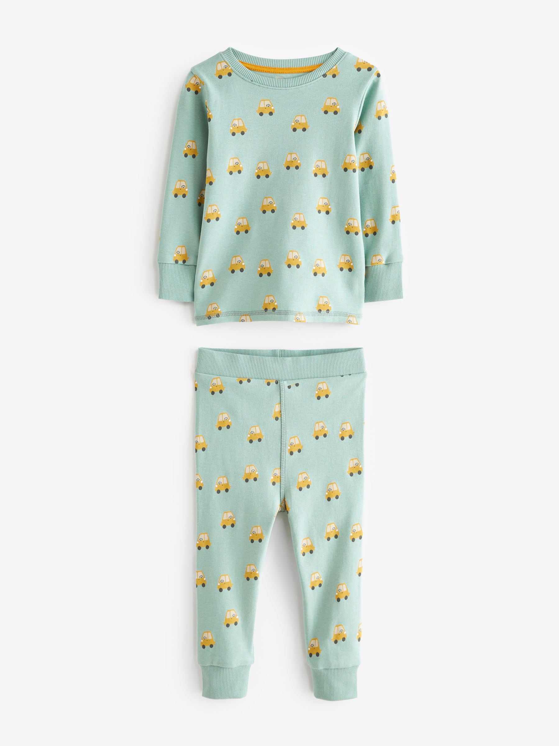 Groen/blauw transport - Mini Knusse Pyjama's 3 Set (9mnd-10jr)