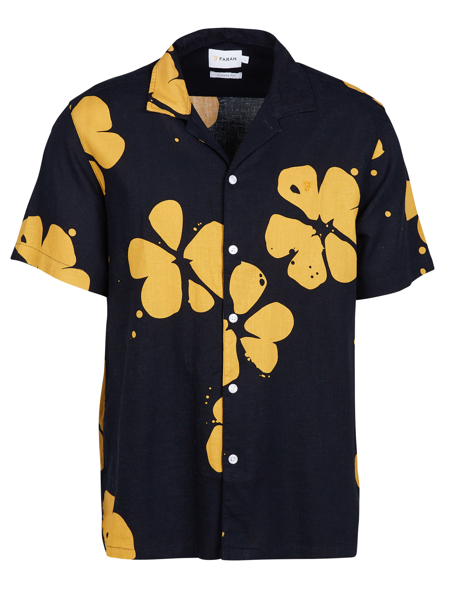 MADDIX - Chemise col cubain regular-fit imprimé floral en lin mélangé| Bleu