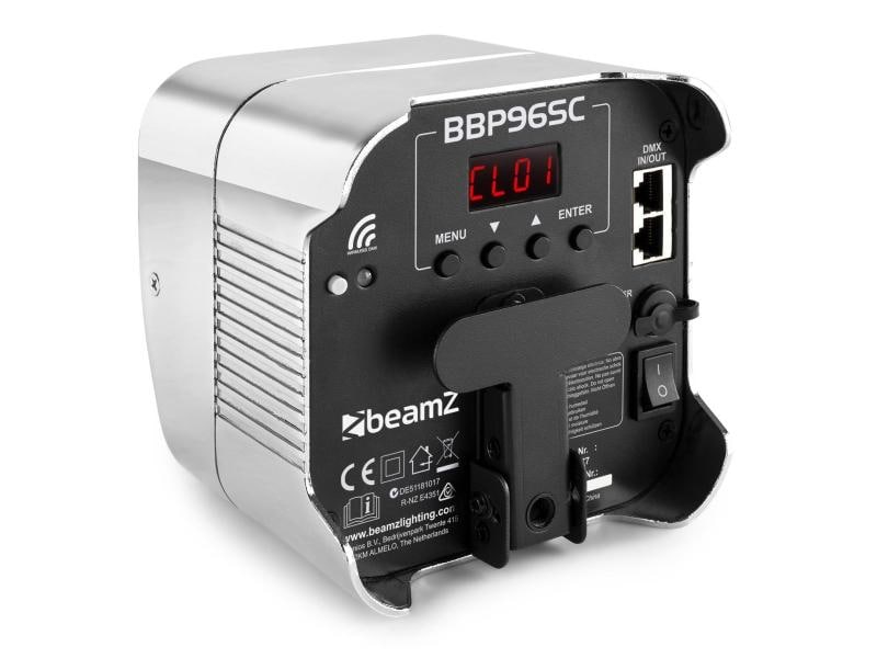 BeamZ Bodenstrahler BBP96SC Uplight Par Chrom Akkubetriebener LED-Bodenstrahler 6x 12W