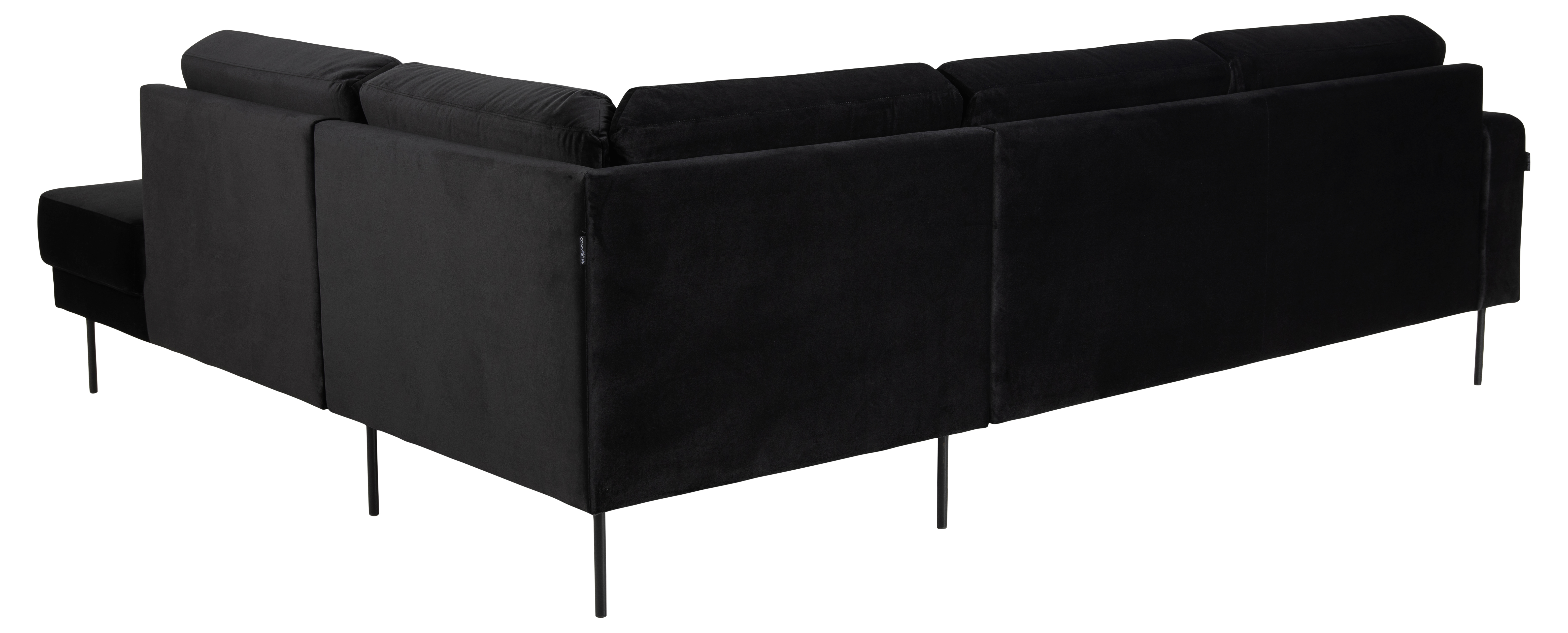 Shibuya hjørnesofa Letto Antrasitt velur. Med åpen ende høyre og sorte stålben.