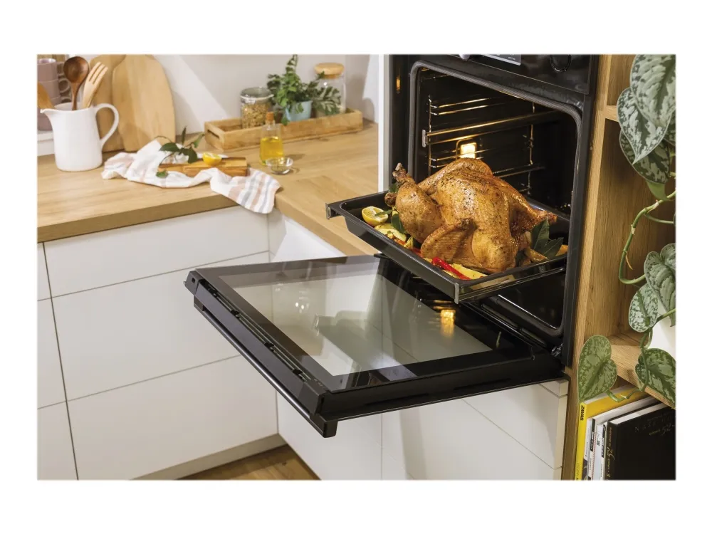 Gorenje Essential BPS6737E14BG - Ovn - med dampfunktion - til indbygning - niche - bredde: 56 cm - dybde: 55 cm - højde: 59 cm - med selv-rengøring - Klasse A  - sort