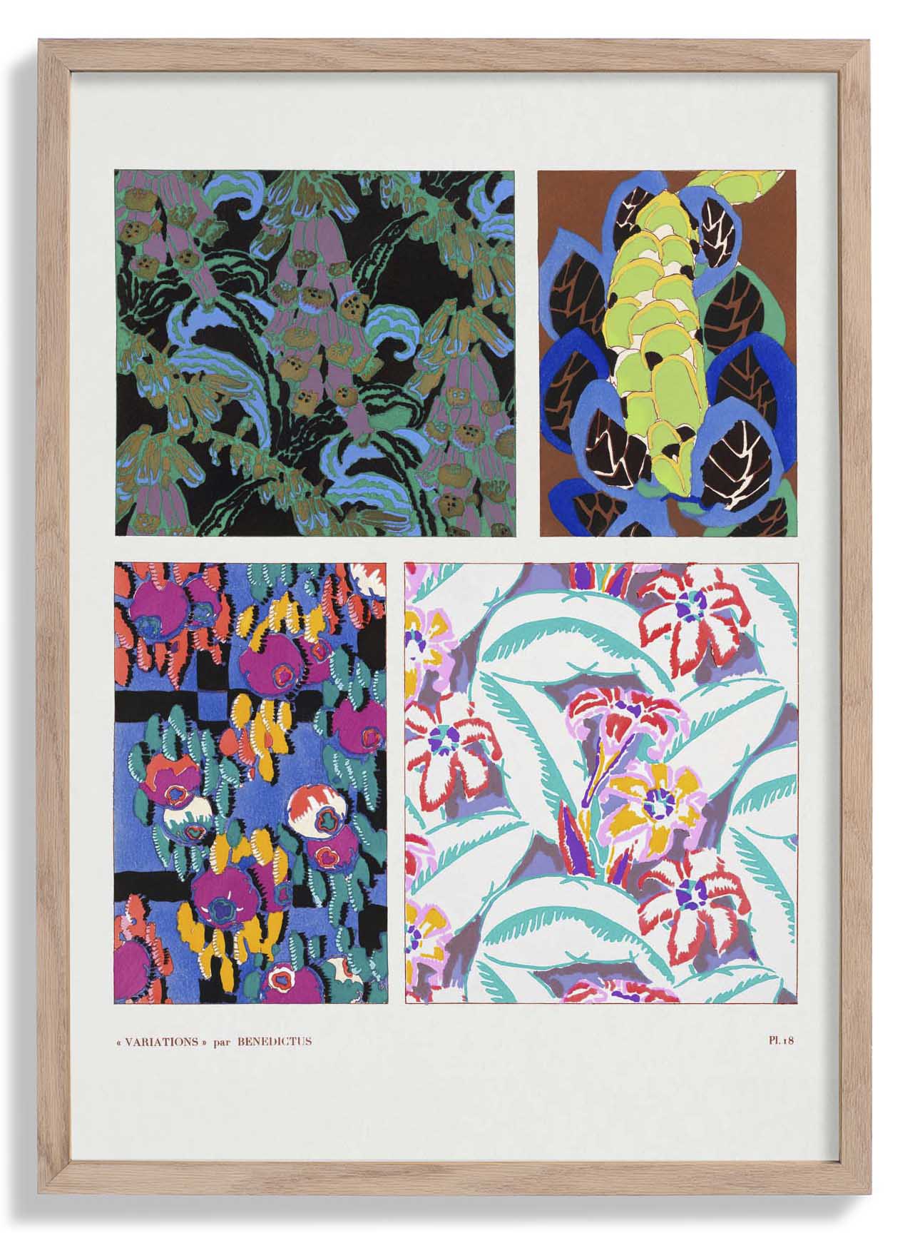 Blümchen Vintage Art-Déco-Muster, Variation 18 von Édouard Bénédictus