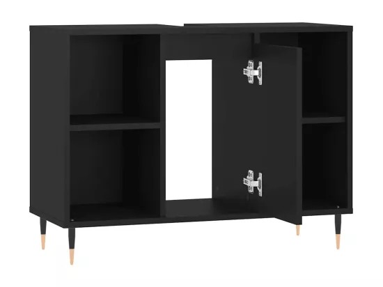Armoire de salle de bain noir 80x33x60 cm bois d'ingénierie