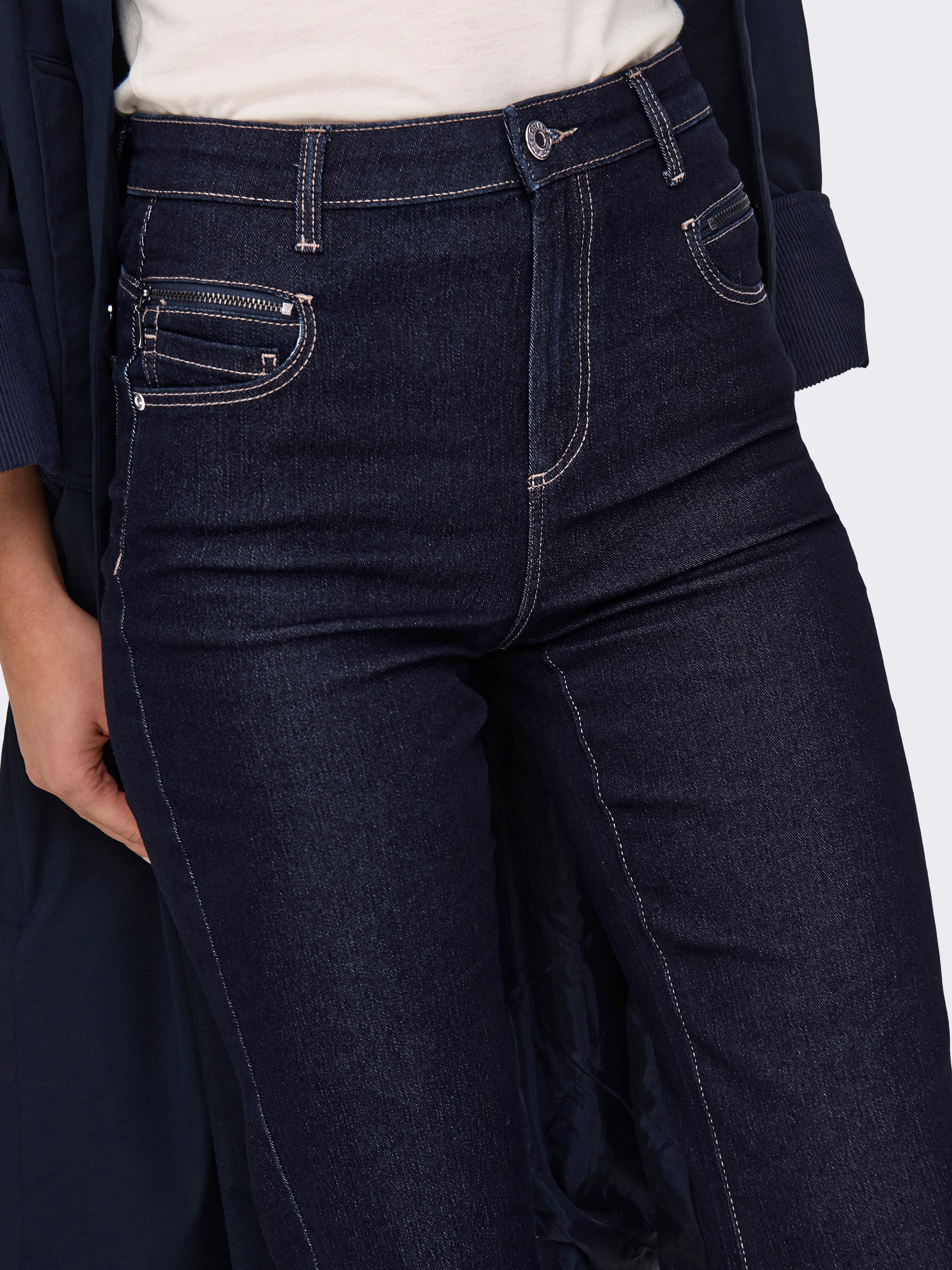 ONLSANDRA Hohe Taille Ausgestellt Jeans Dark Blue Denim