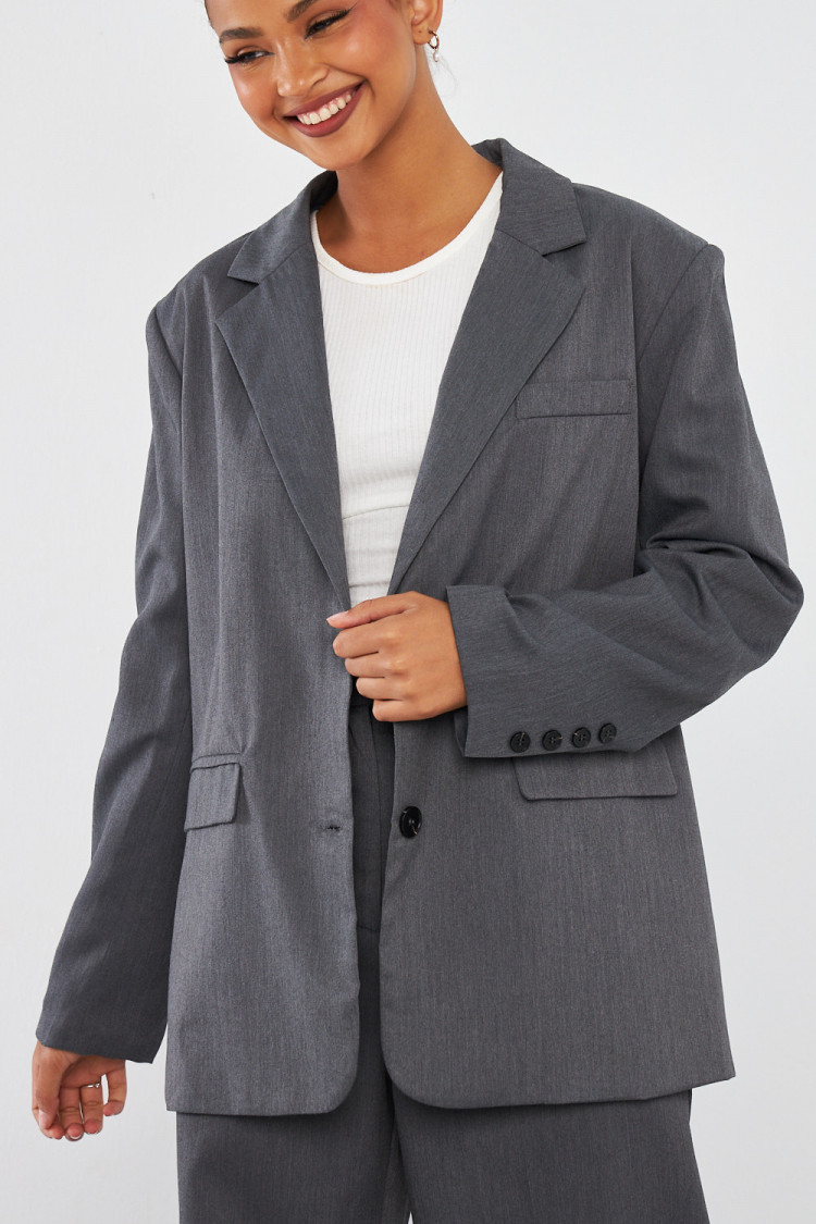Blazer oversize gris chiné