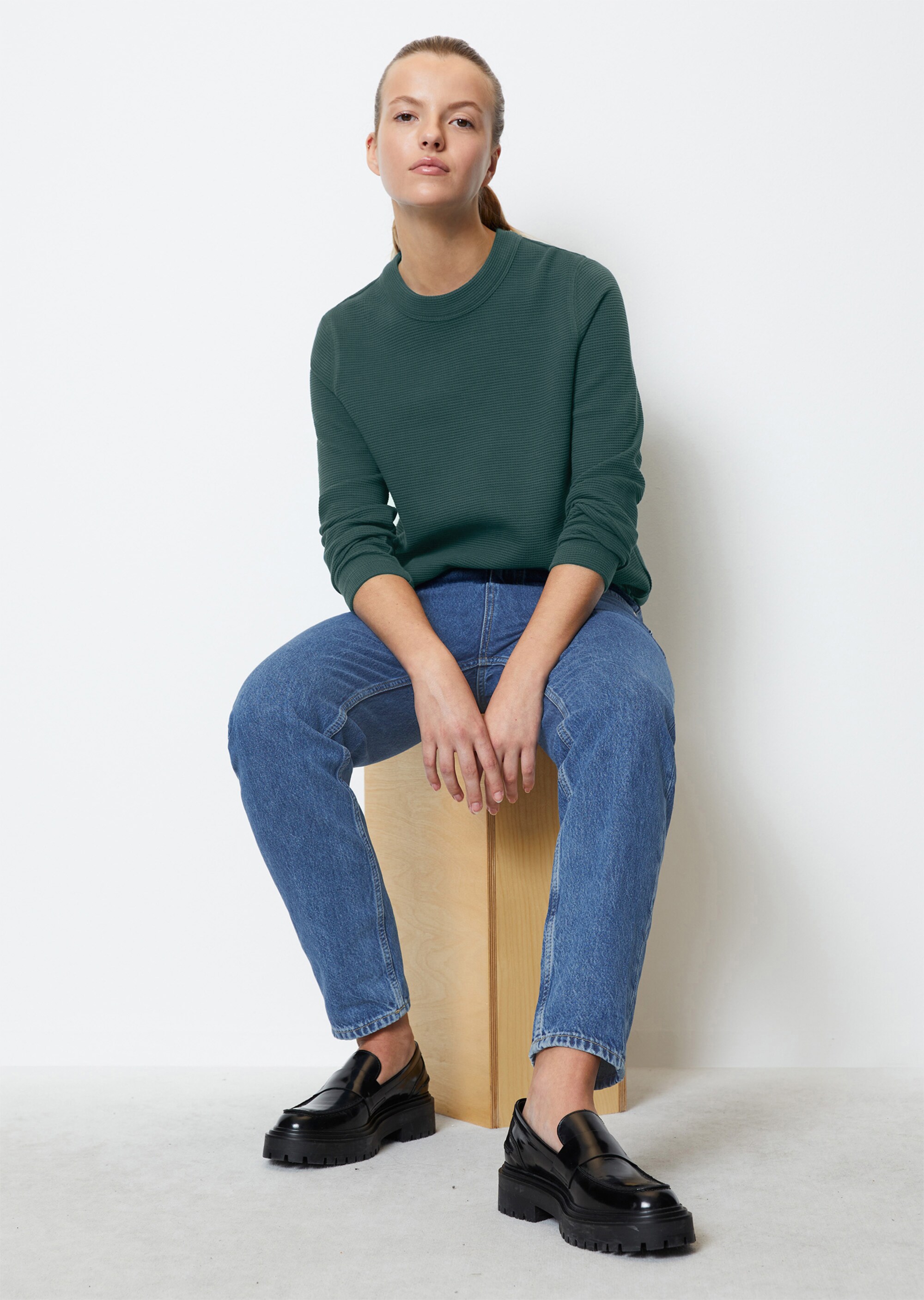 Longsleeve mit Waffel-Struktur aus Organic Cotton