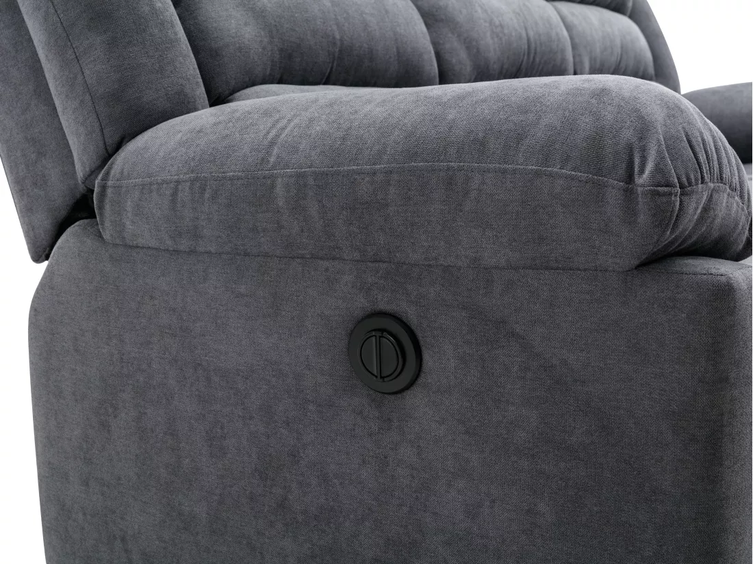 Canapé 2 places relax électrique en tissu gris BUROLO