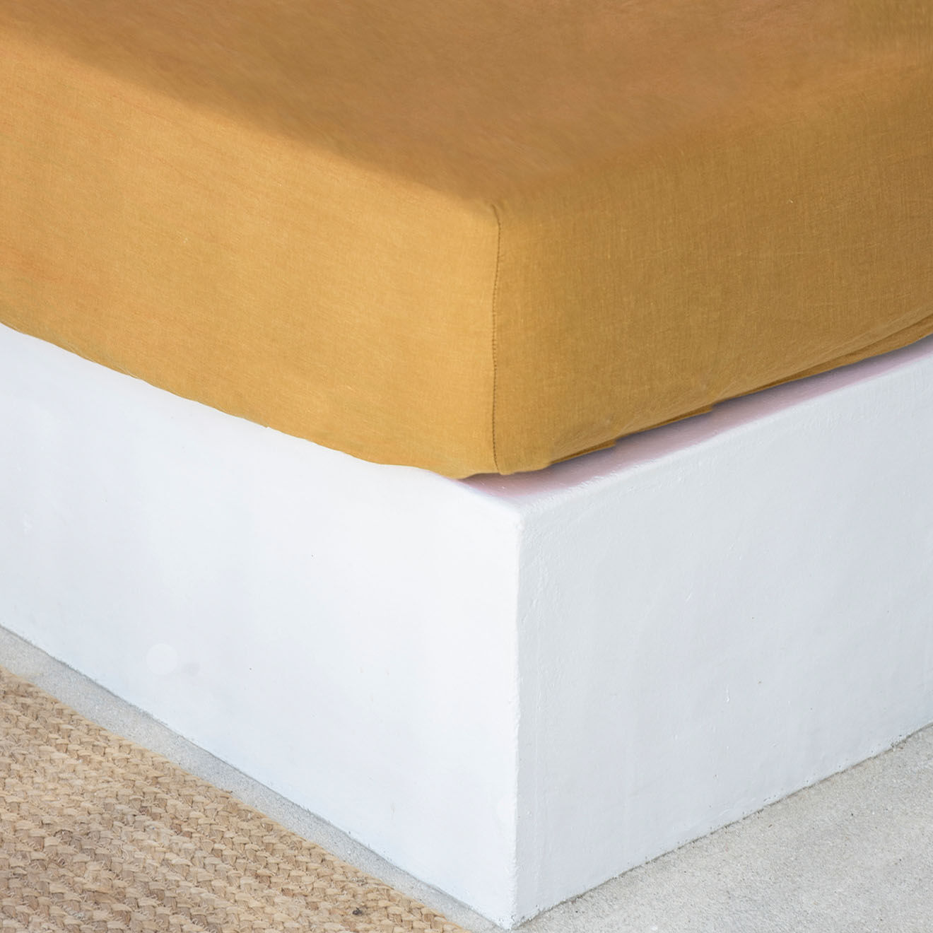 Febronie Drap housse 100% Lin Hortense jaune