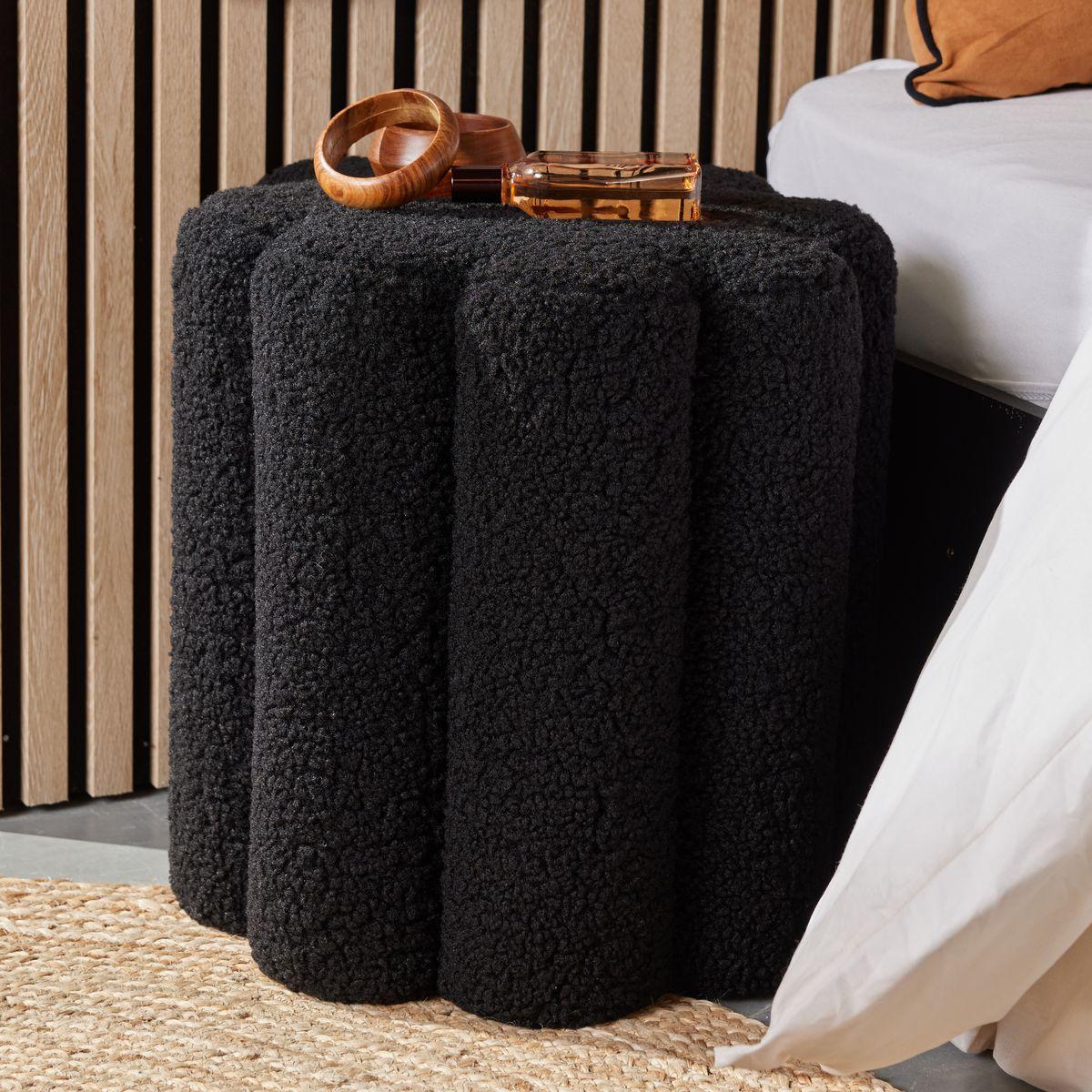 POUF CANNELE TEDDY 38X38X40CM CARAMEL MOKA