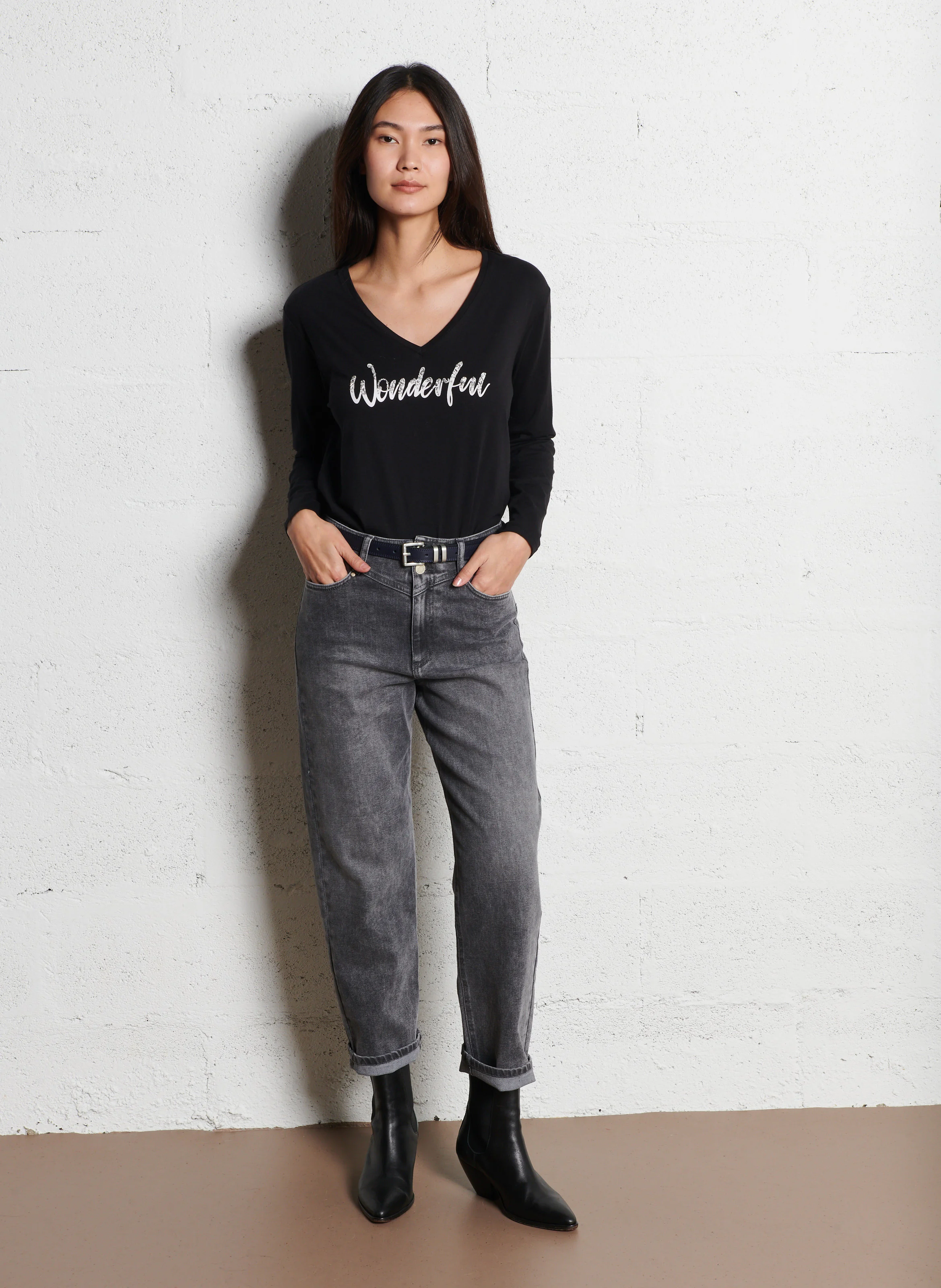 Tee-shirt col V| Noir